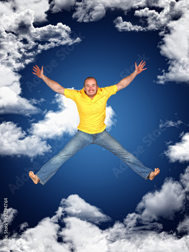 young man jump and sky