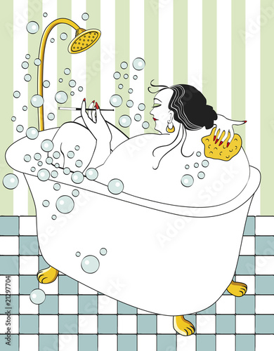 Woman taking bath