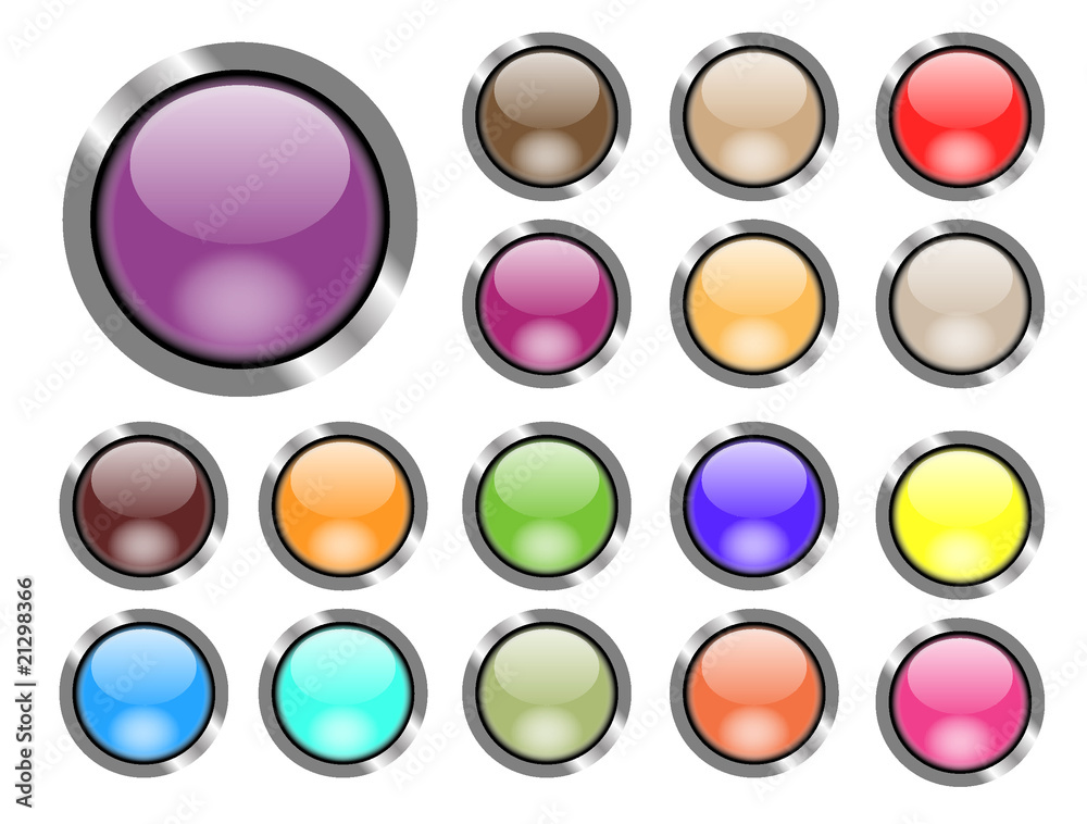 Set of shiny buttons for web design.