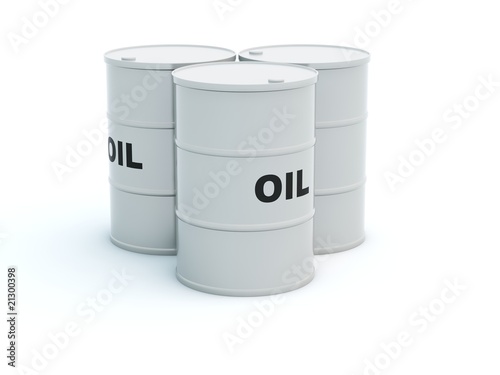 Oil barrels isolated on white