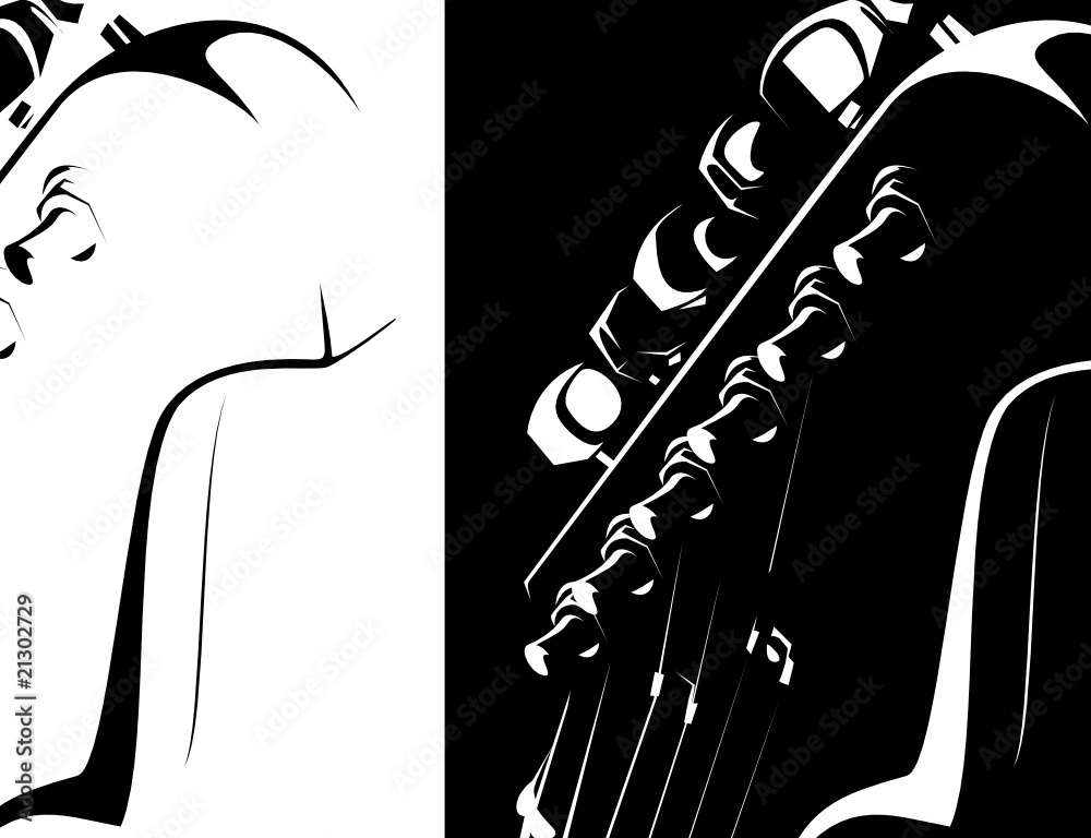 Vector series. Electric guitar black-white version Stock Vector | Adobe