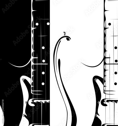 Vector series. Electric guitar black-white version