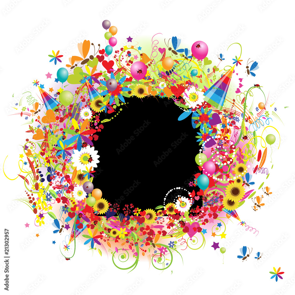 Happy holiday, funny frame with baloons Happy holiday, funny frame with baloons