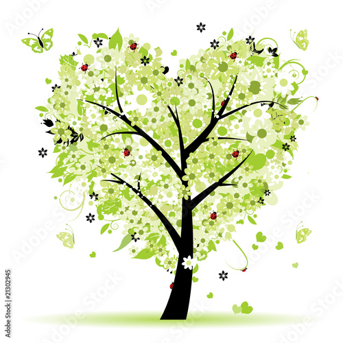 Valentine tree, love, leaf from hearts