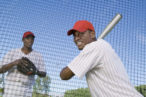 Photography baseball players at batting practice