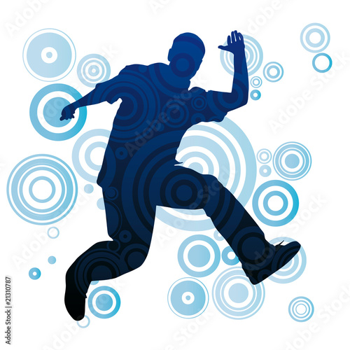 homme saute technologie