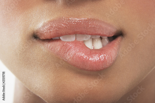 woman biting lip