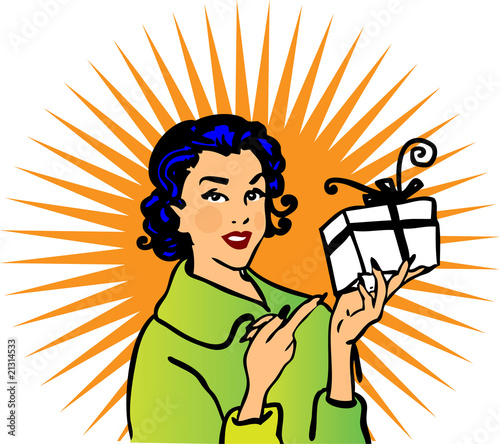Retro woman gift icon card poster advertise