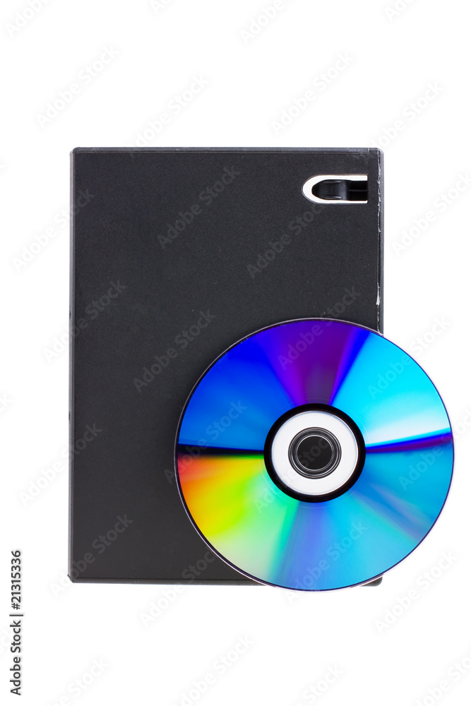 Disk and DVD box isolated on white background Disk and DVD box isolated on white background