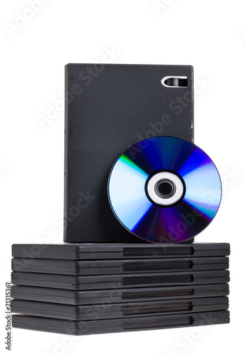 disk and DVD boxes isolated on white background