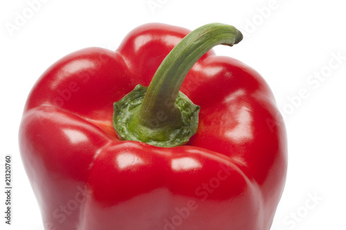 Red bell pepper close up on white background