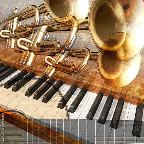 abstract musical background guitar trumpet and piano