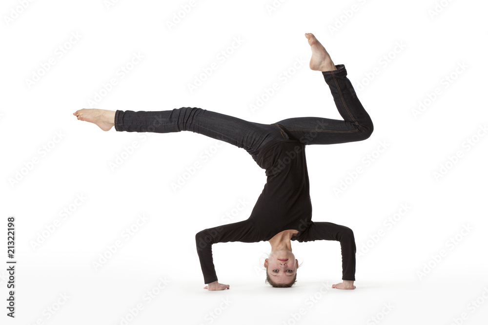 Teenage girl in headstand Teenage girl in headstand
