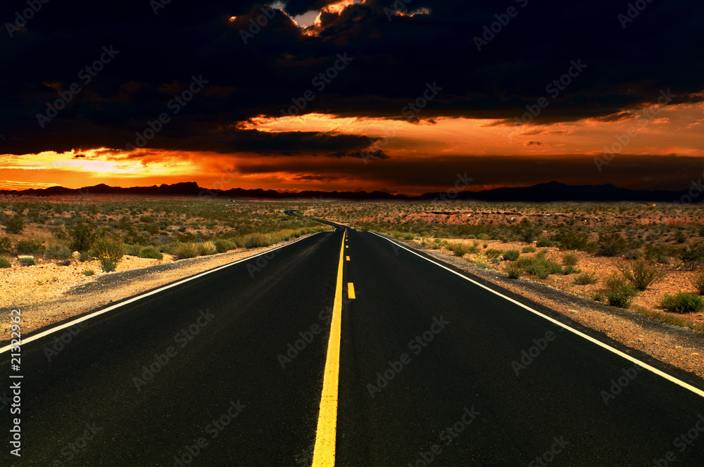 Road in Nevada Desert