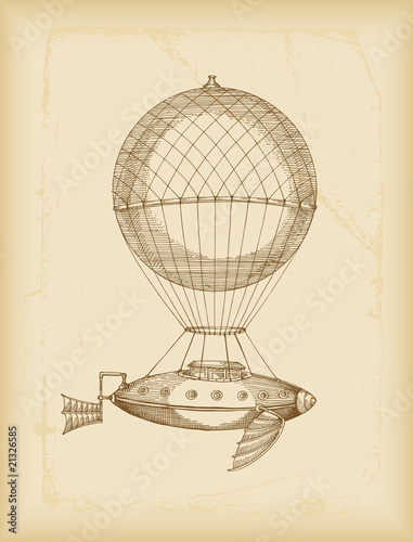 flying machine sketch- sepia