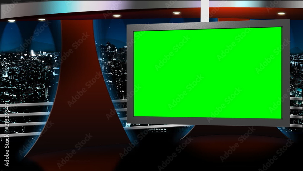 Virtual TV Studio News Set with city background Virtual TV Studio News Set with city background
