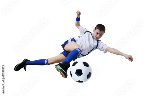 Boy with soccer ball, Footballer. (isolated) © Aptyp_koK