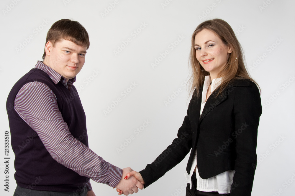 handshake between a businessman and business woman handshake between a businessman and business woman