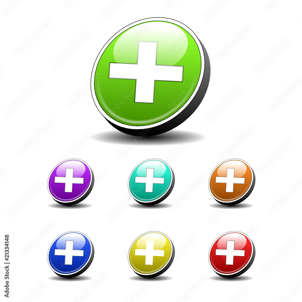 Obraz premium Vektorset Plus Button