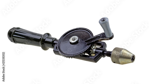Old hand drill isolated on white background