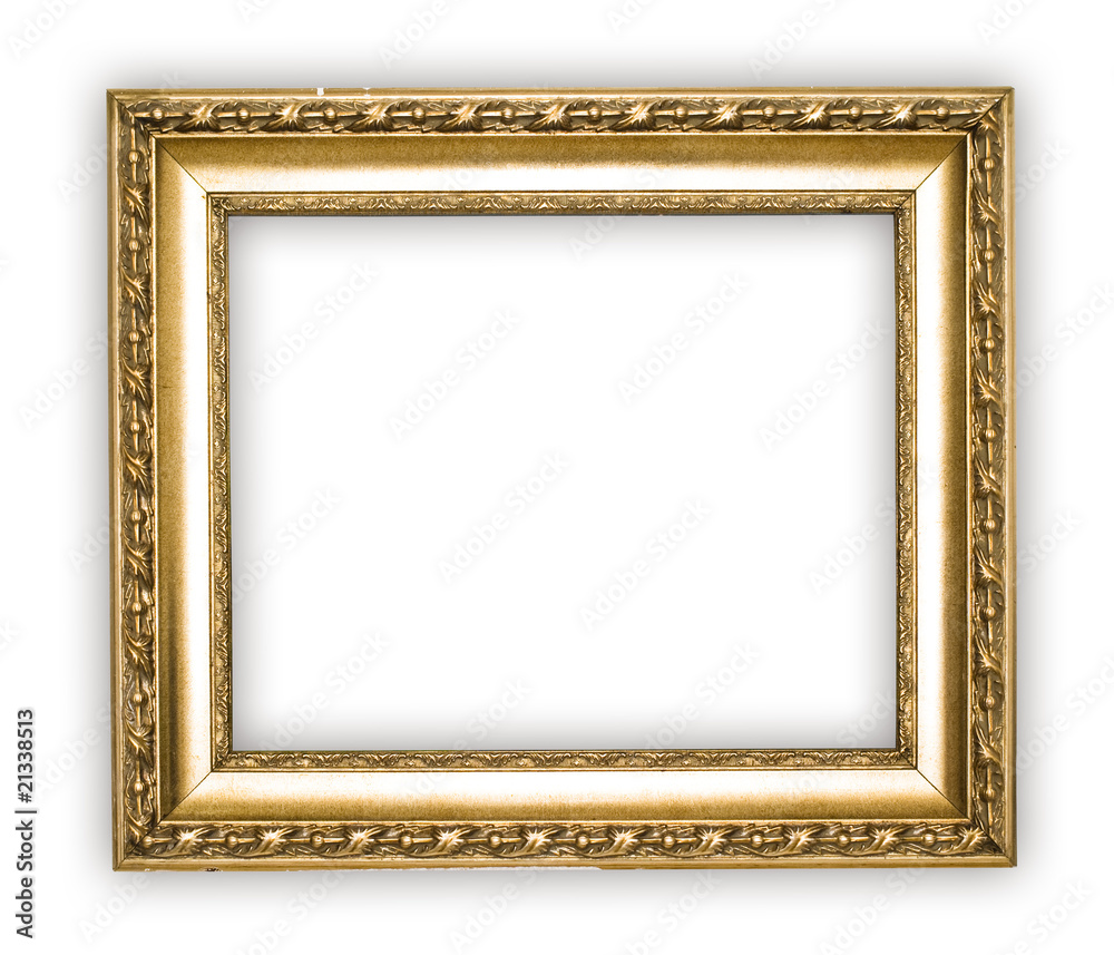gold antique frame isolated on white background