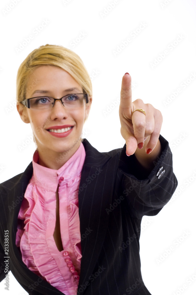 businesswoman touch screen businesswoman touch screen