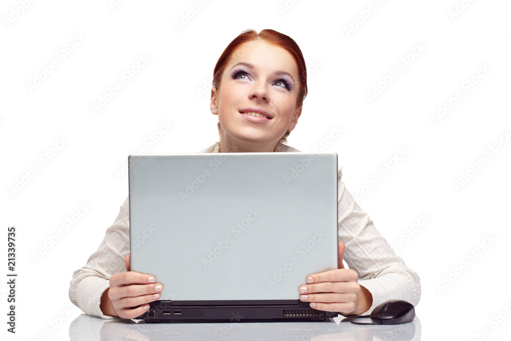 Portrait of happy business woman with a laptop. Portrait of happy business woman with a laptop.