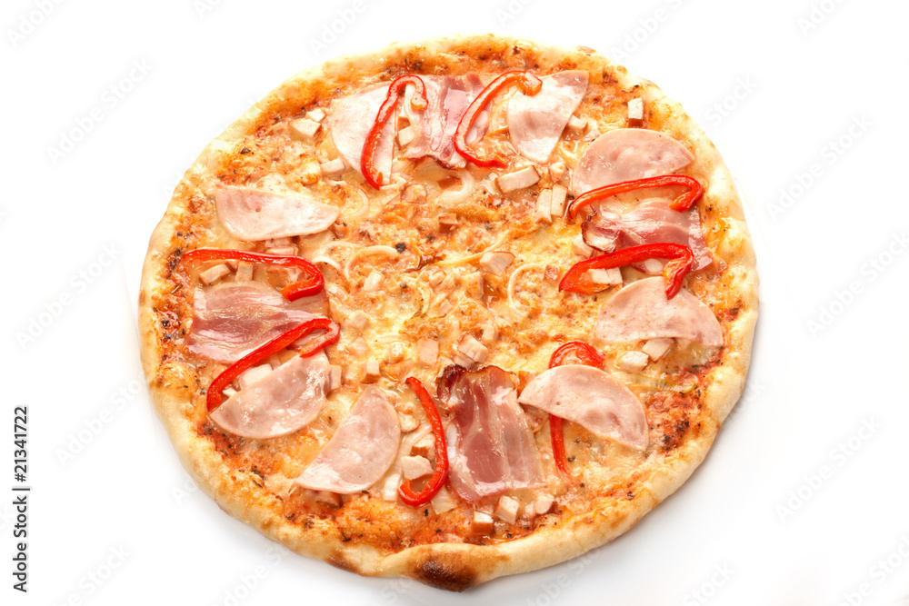 Pizza with pepper and ham