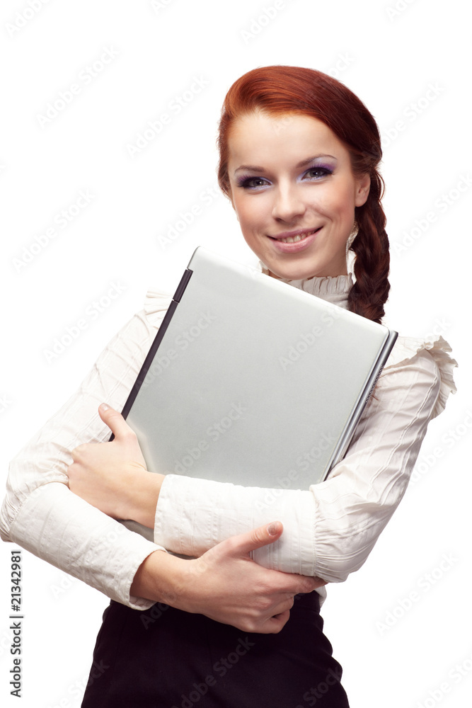 Portrait of happy business woman with a laptop Portrait of happy business woman with a laptop