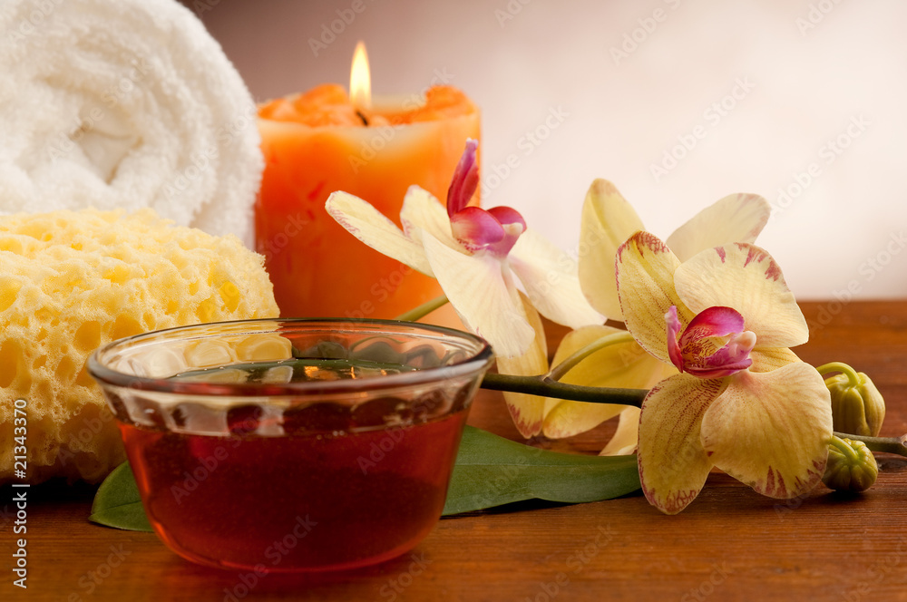 SPA aromatherapy incense and bowl of oil massage