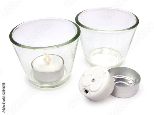Electric tealight candles in glass candle holders