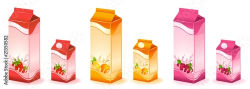 Set of packing milky products with fruit photo