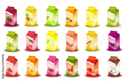 Set of packing milky products with fruit photo