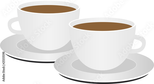 Two coffee cups on white background