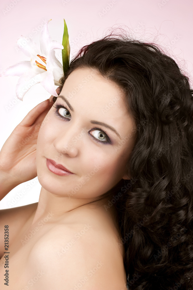 women with a lily flower women with a lily flower