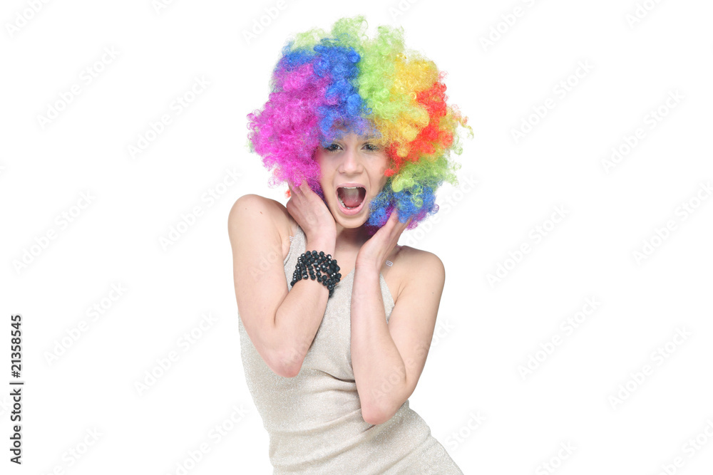 Excited young woman isolated against white background Excited young woman isolated against white background