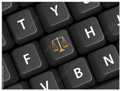 "Scales of Justice" key on keyboard (legal advice lawyer)