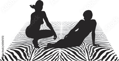 Women's silhouette on ribbed background