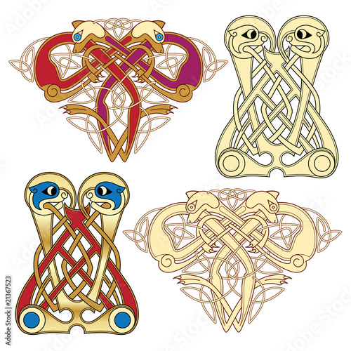 abstract celtic color design works - zoomorph motifs