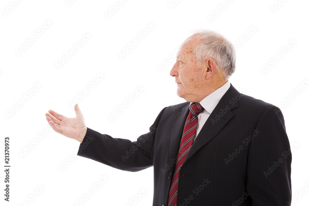 Businessman showing something
