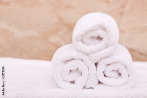 Rolled up bath towels