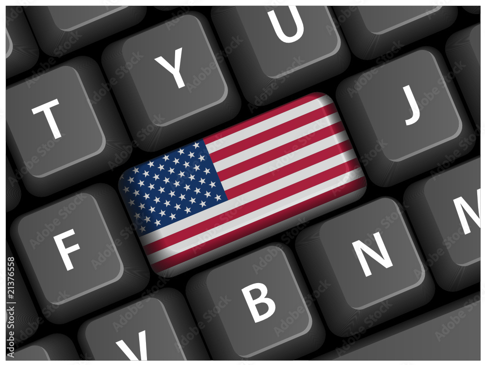 USA Flag Key on Keyboard (United States American Made In Vector) Stock