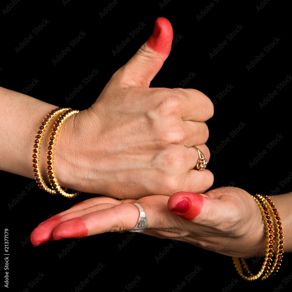 Shivalinga hasta of indian dance Bharata Natyam Stock Photo ...