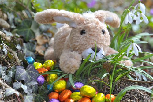 Osterhase mit bunten Eiern photo