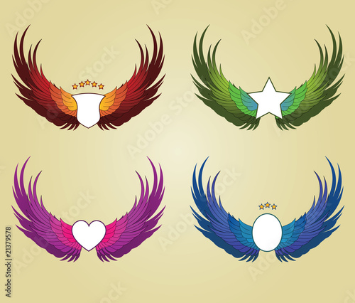 set of banners with wings