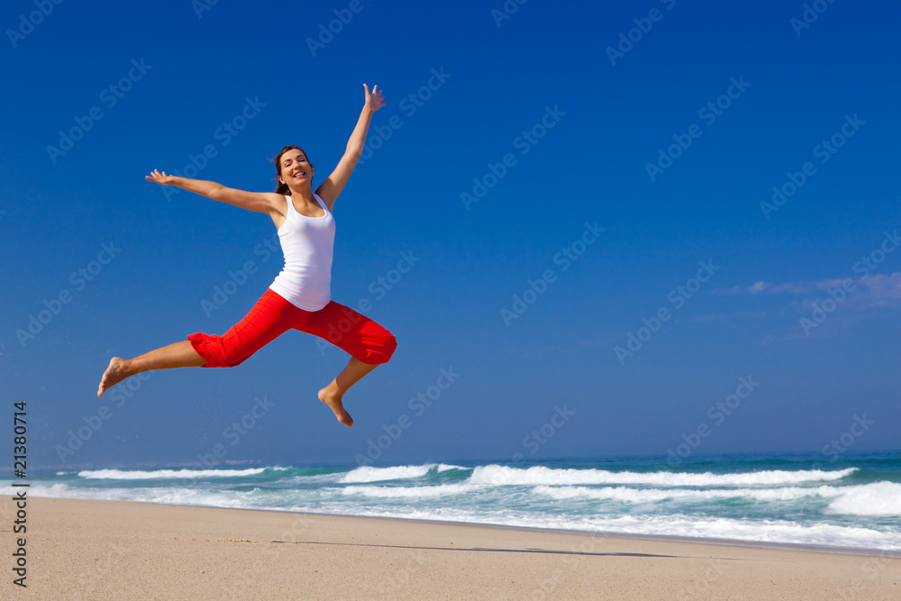 Young woman jumping