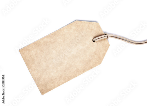 Blank tag isolated on white.