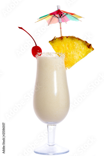 Cocktail Pina Colada isolated on white