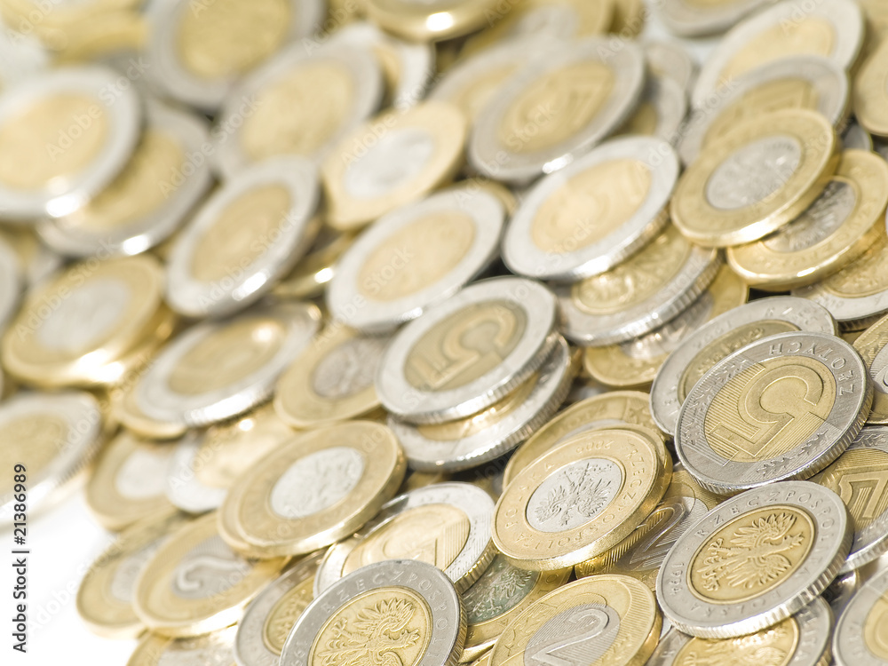 Scattered polish coins. Shallow DOF. Focus on 5. Scattered polish coins. Shallow DOF. Focus on 5.