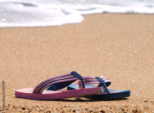 Slippers on the beach